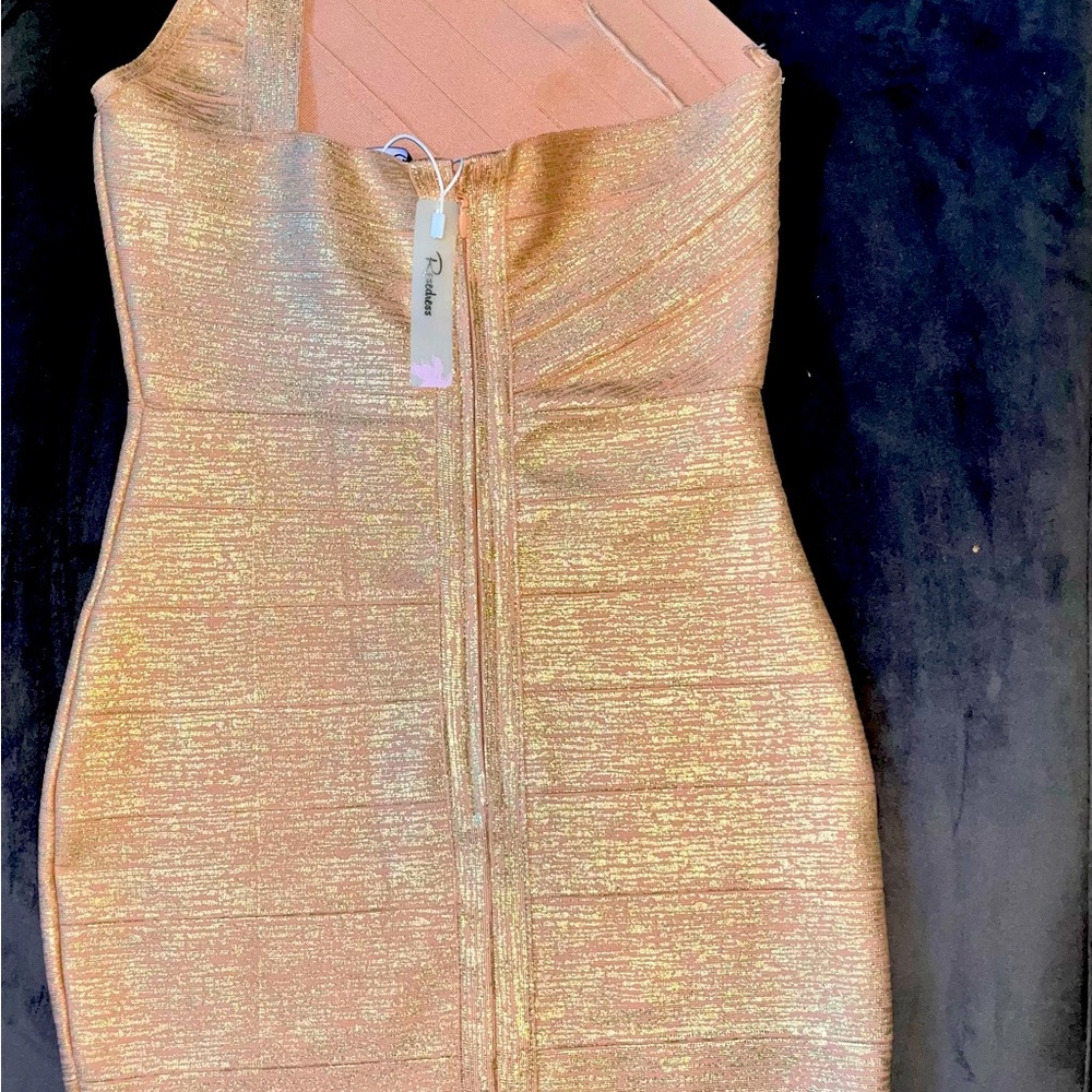 Beautiful gold metallic asymmetrical dress